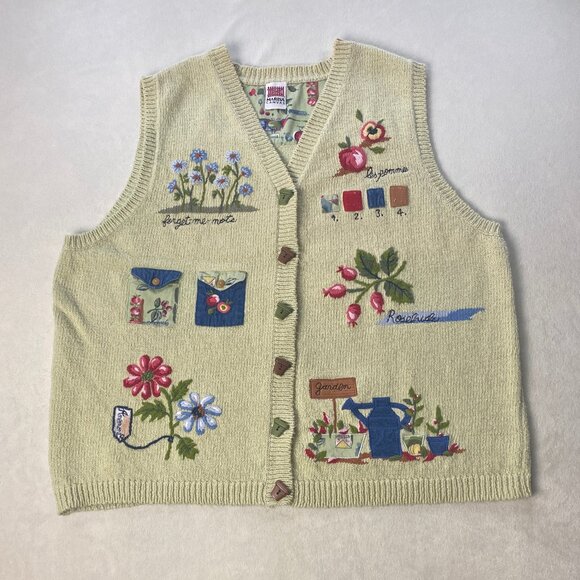 Vintage Marisa Canvas Button Sweater Vest - Picture 2 of 6
